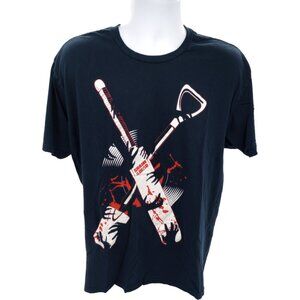 SHAUN OF THE DEAD Zombie Horror Comedy Movie TSHIRT Mens 2XL Navy Short Sleeve